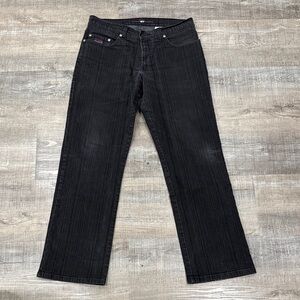 Point Zero Black Denim Jeans with Red Logo Accent men’s 34